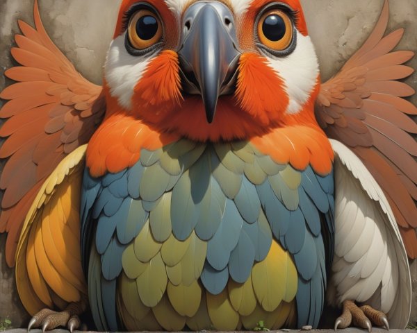 Vividly Colored Bird with Striking Plumage Details