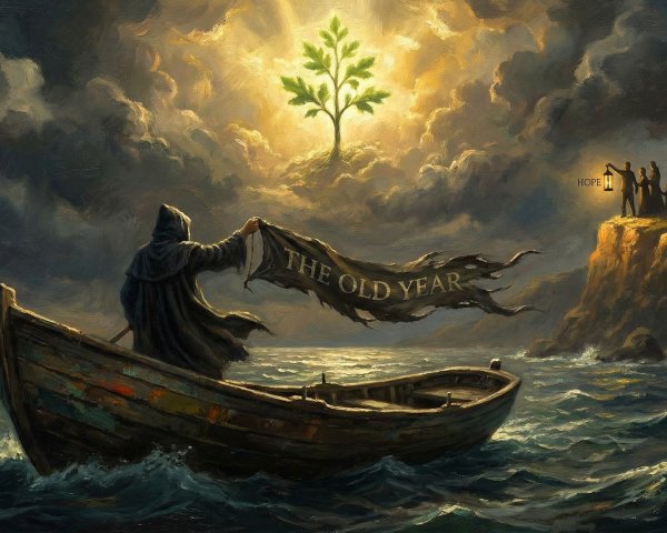 Painting of "The Old Year" and "The New Year" Themes