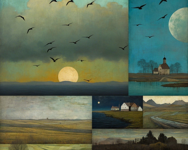 Collage of Serene Landscapes at Different Times of Day