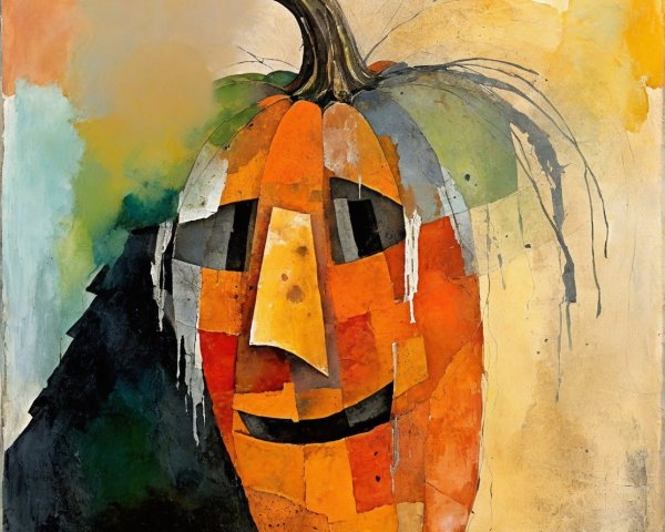Abstract Pumpkin Art with Geometric Shapes and Colors
