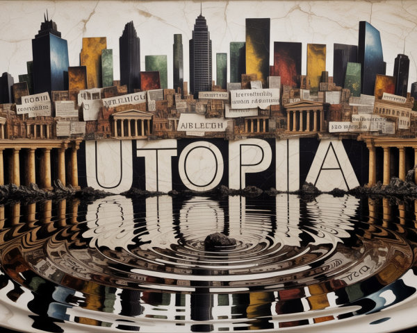 Surreal Cityscape Blending Classical and Modern Architecture