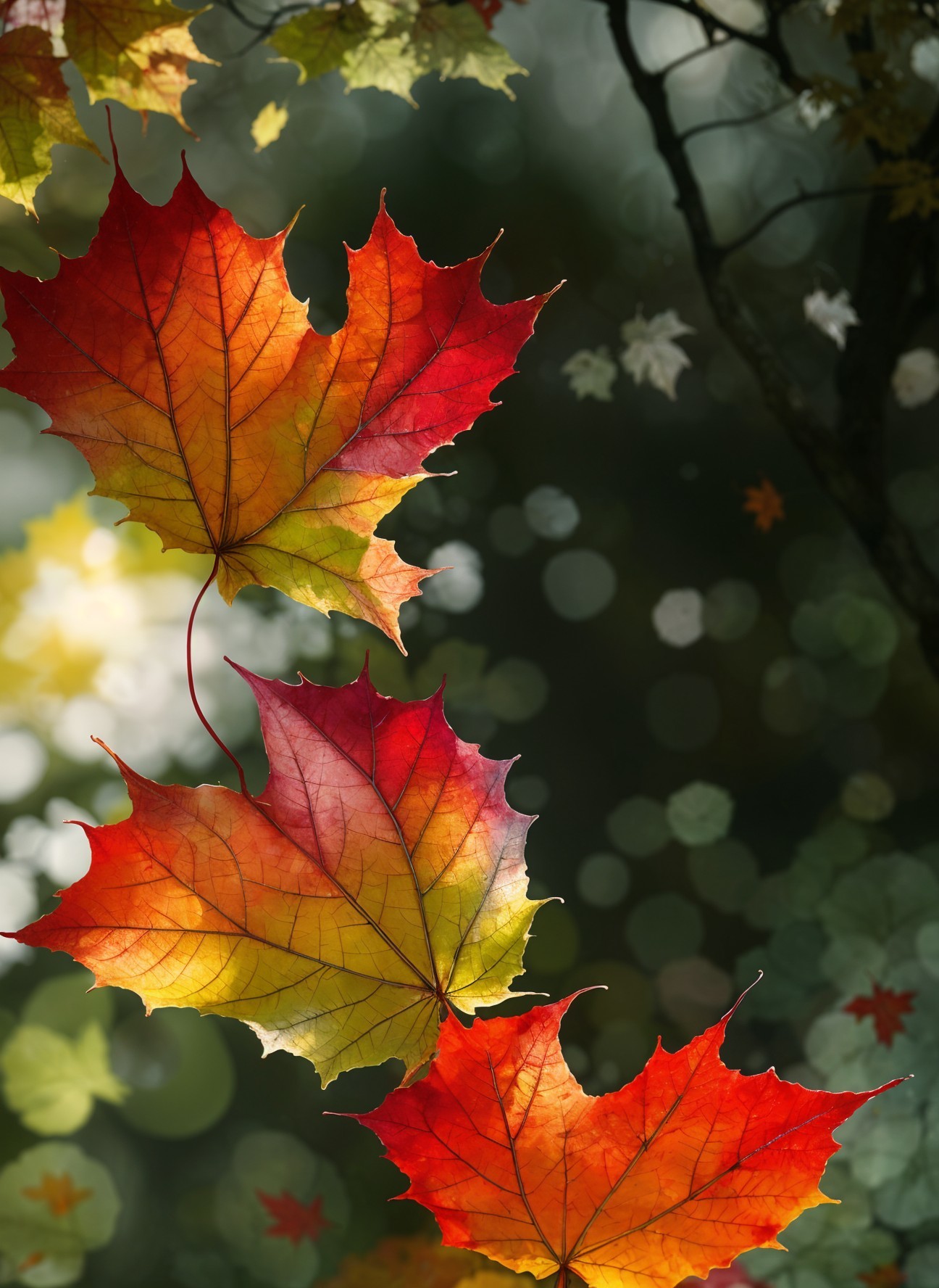 Vibrant Autumn Leaves in Red, Orange, and Yellow