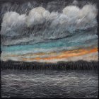 Surreal Landscape with Figure and Soaring Bird