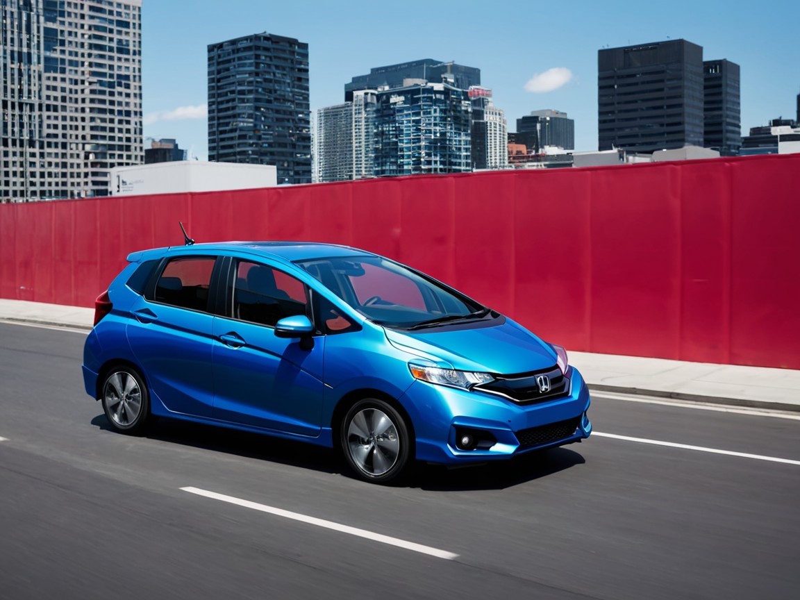 Vibrant Blue Honda Car in Modern City Setting