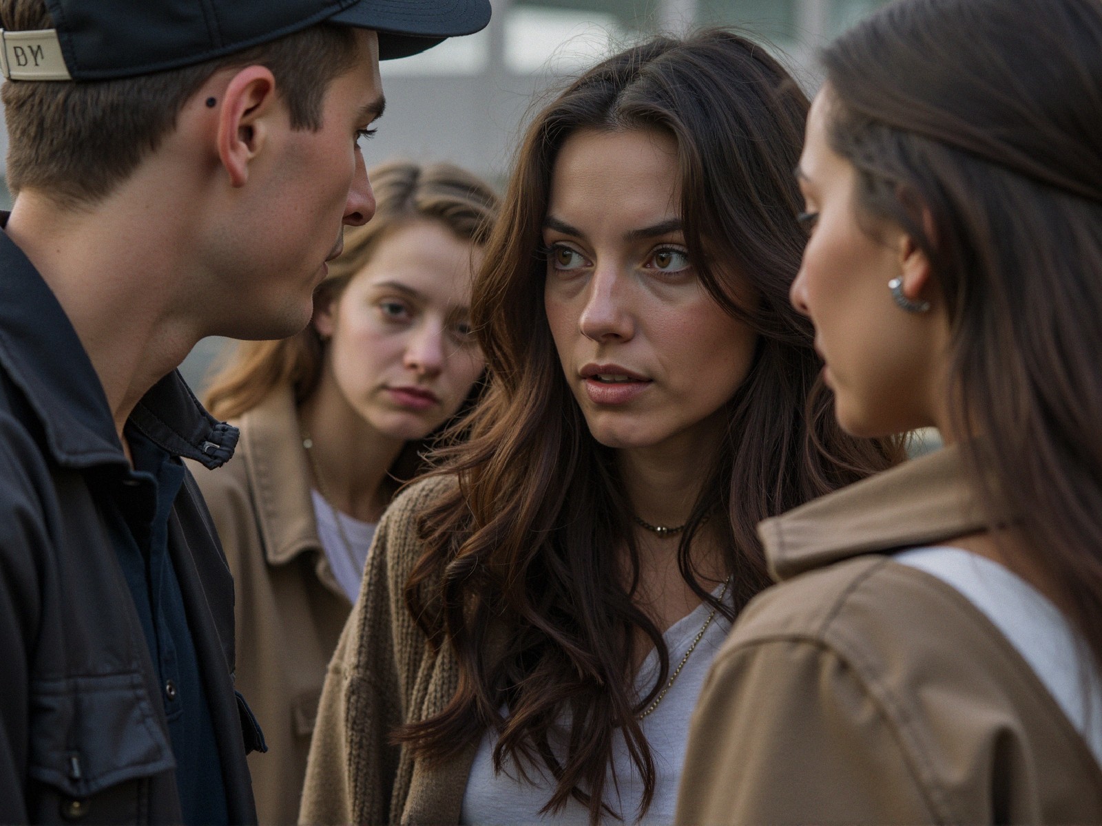 Serious Discussion Among Four Young Adults in Casual Setting