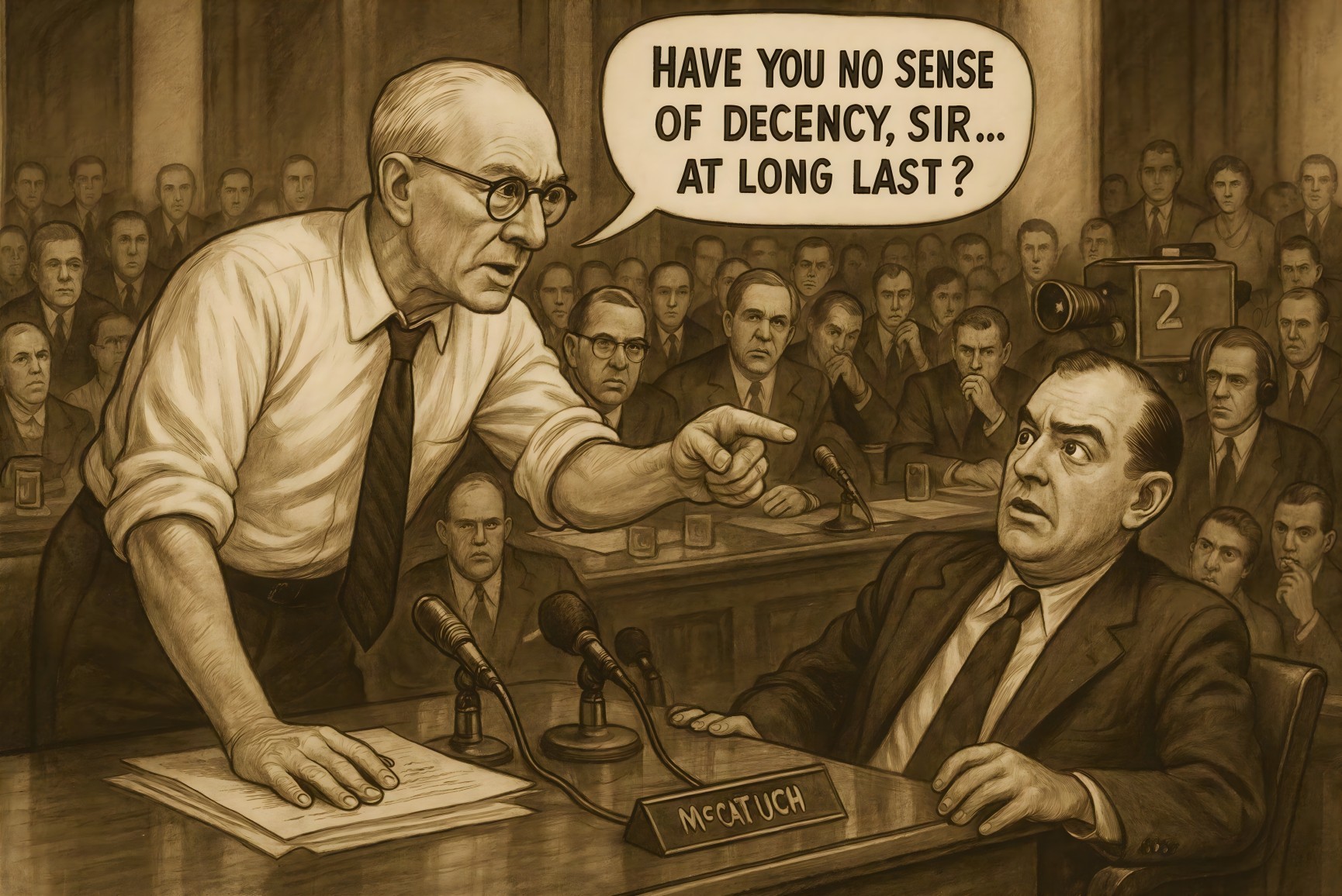 Old Man Points Accusingly at Surprised Man in Suit