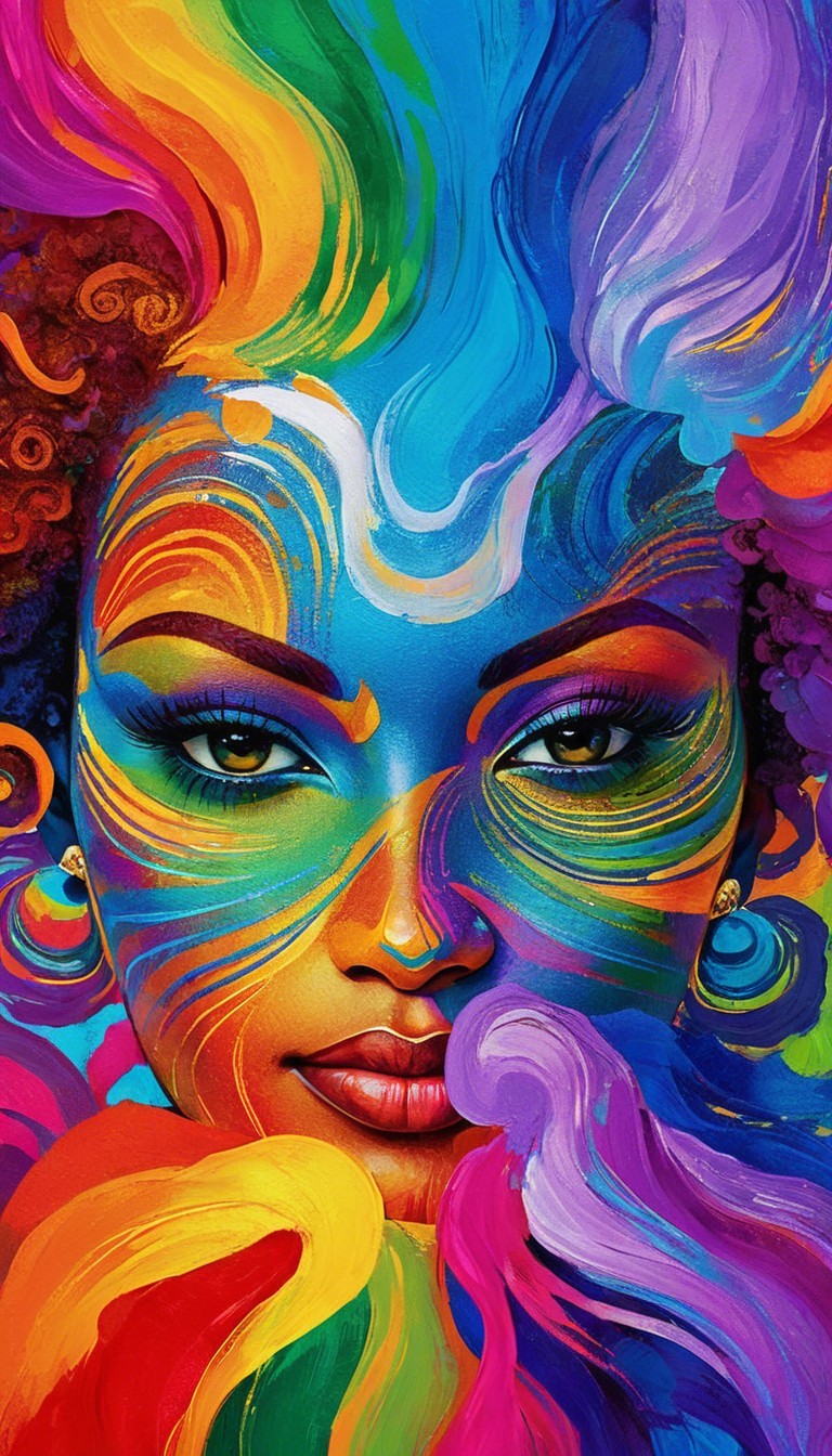 Vibrant Portrait of Woman with Intricate Face Paint