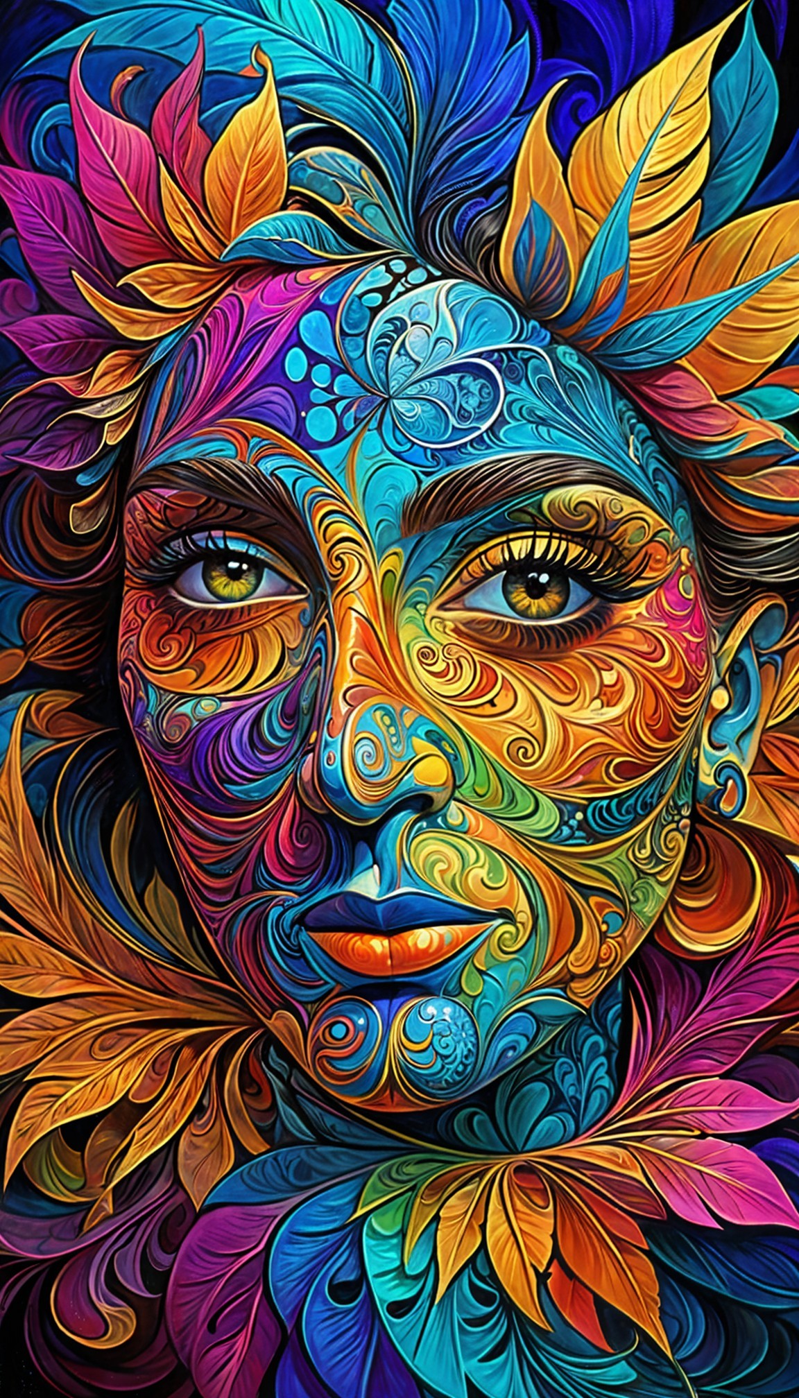 Surreal Portrait of a Woman with Floral Patterns