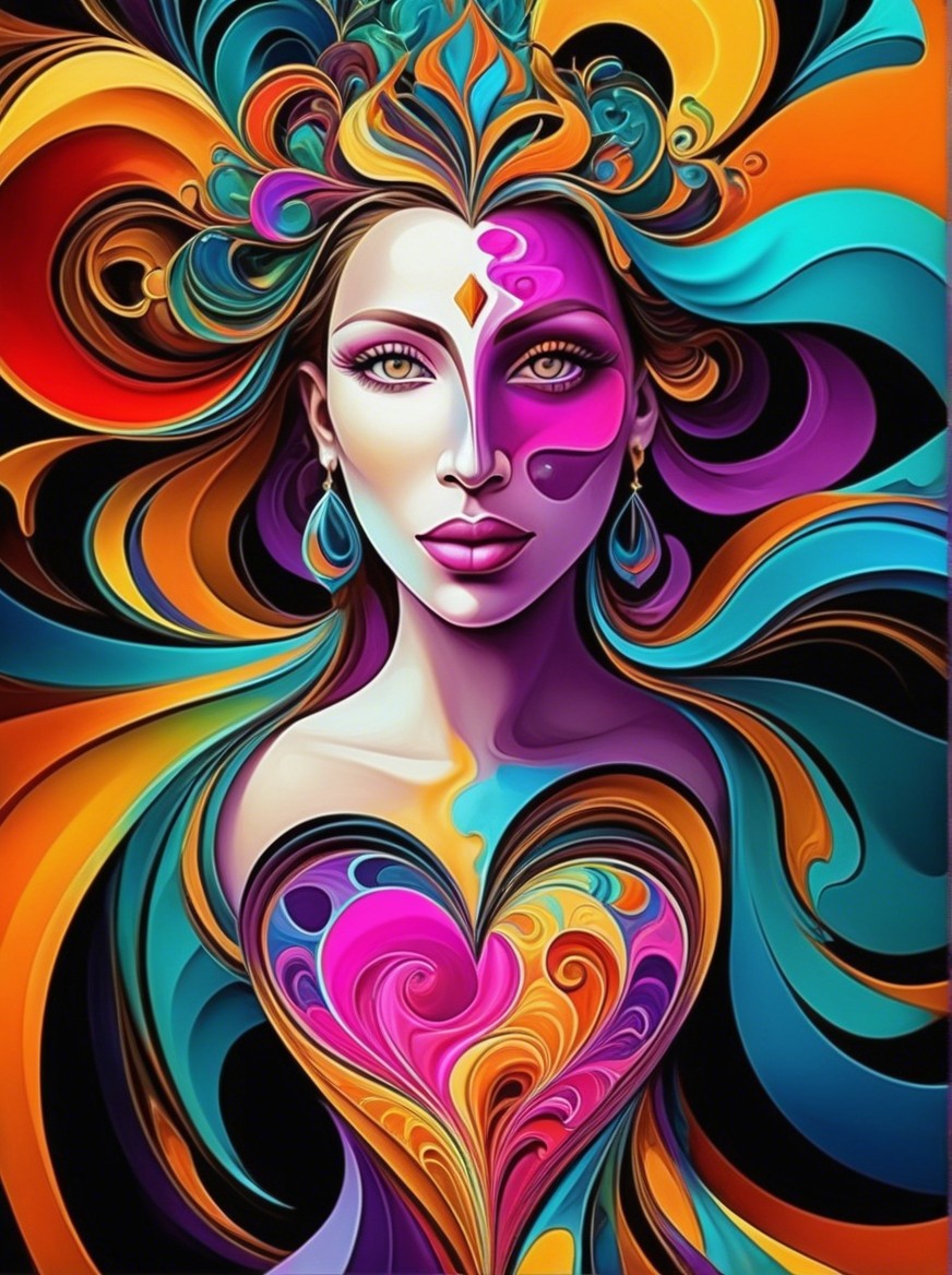 Abstract Representation of a Woman with Colorful Features