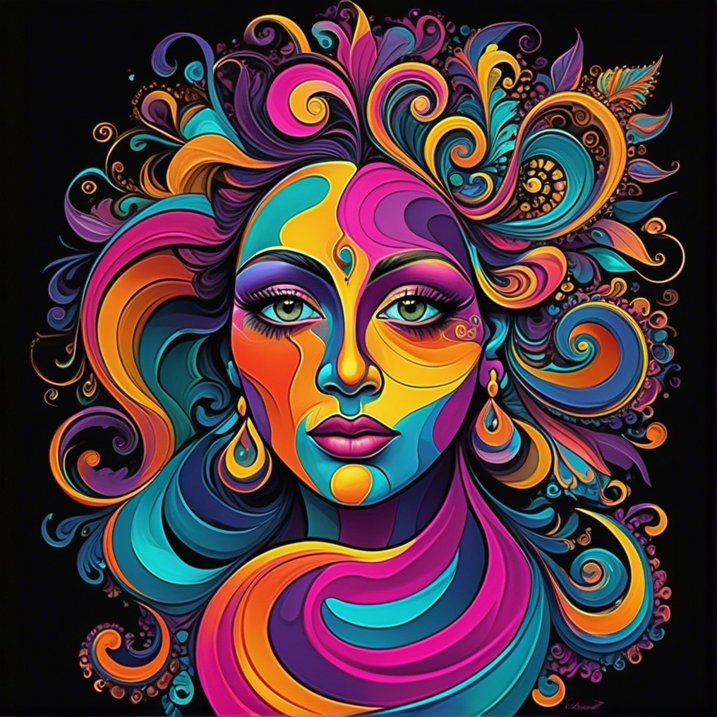 Vibrant Abstract Portrait of a Woman with Colorful Hair