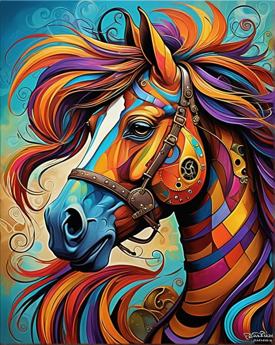 Vibrant Abstract Horse Head with Bold Color Patterns
