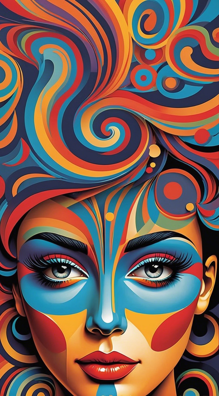 Portrait of a Woman with Abstract Face Paint