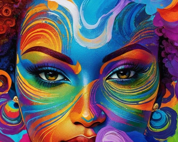Vibrant Portrait of Woman with Intricate Face Paint