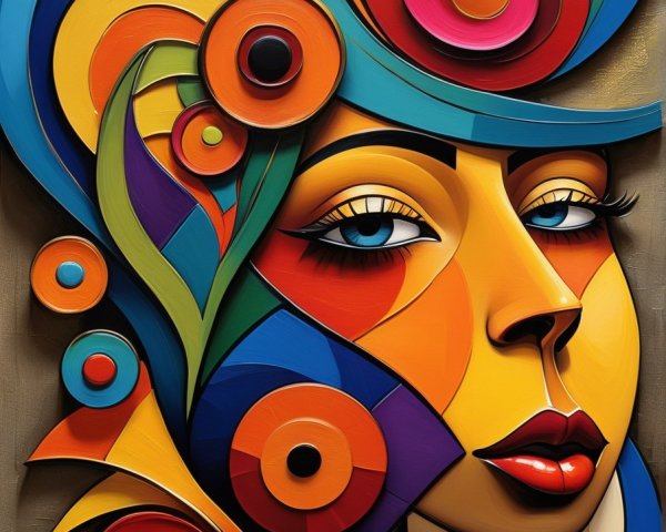 Vibrant Abstract Portrait of a Woman with Bold Colors