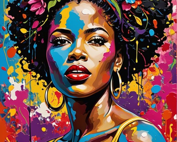 Vibrant Portrait of a Woman with Bold Features