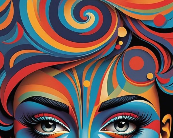 Portrait of a Woman with Abstract Face Paint