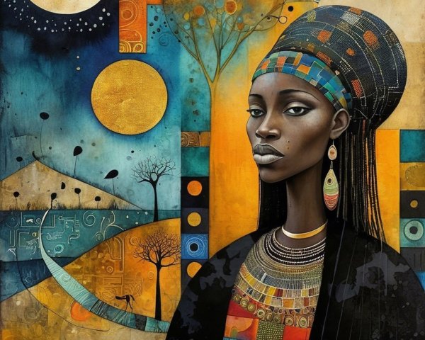 Portrait of a Woman in Colorful Traditional Attire
