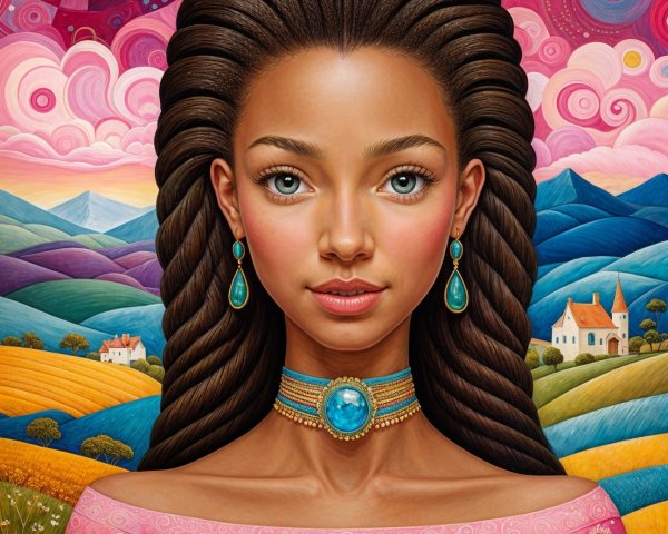 Young Woman in Pink Dress with Turquoise Jewelry