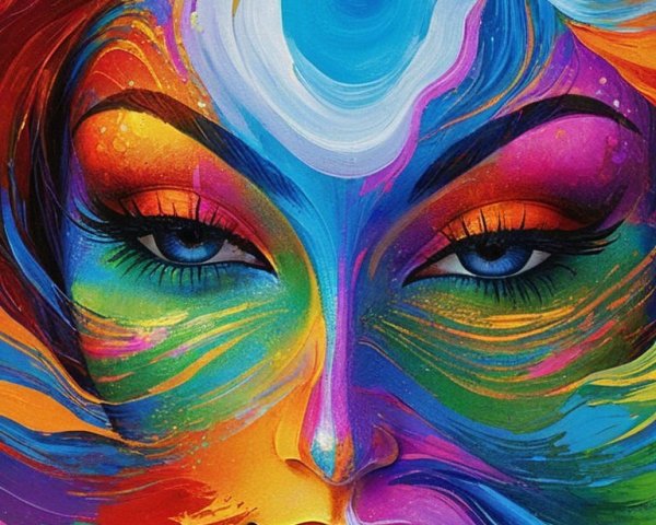 Vibrant Abstract Portrait of a Woman's Face