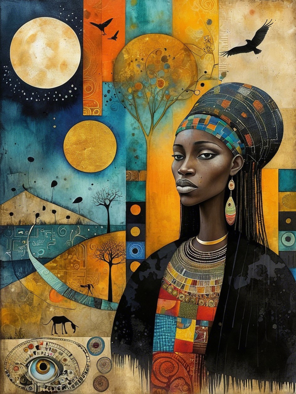 Portrait of a Woman in Colorful Traditional Attire