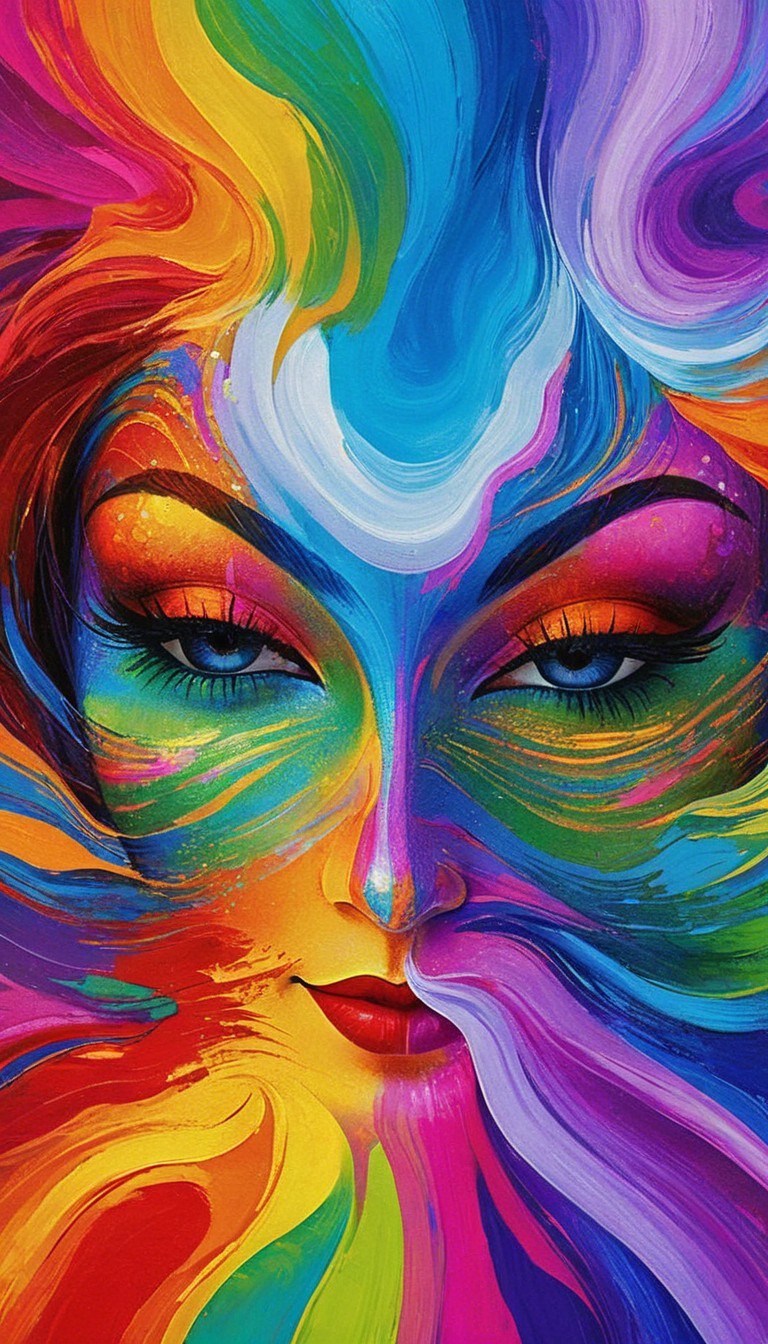 Vibrant Abstract Portrait of a Woman's Face
