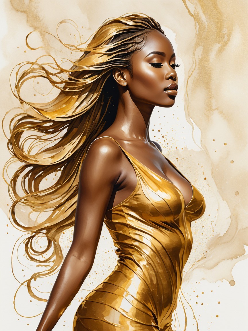 Portrait of a confident woman in a golden setting