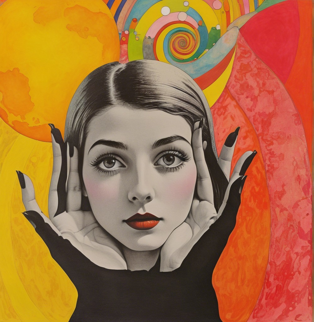 Portrait of a Young Woman with Bold Makeup and Colors