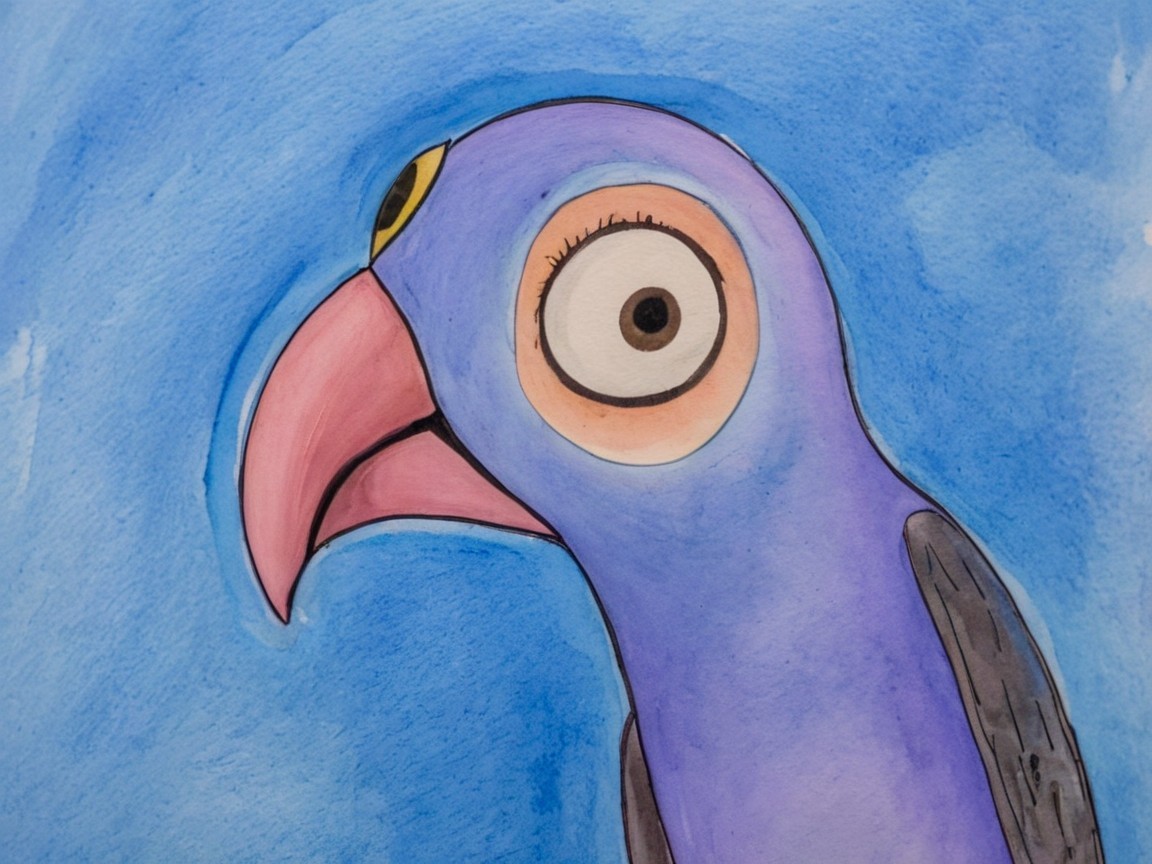 Whimsical Bird Illustration with Vibrant Colors