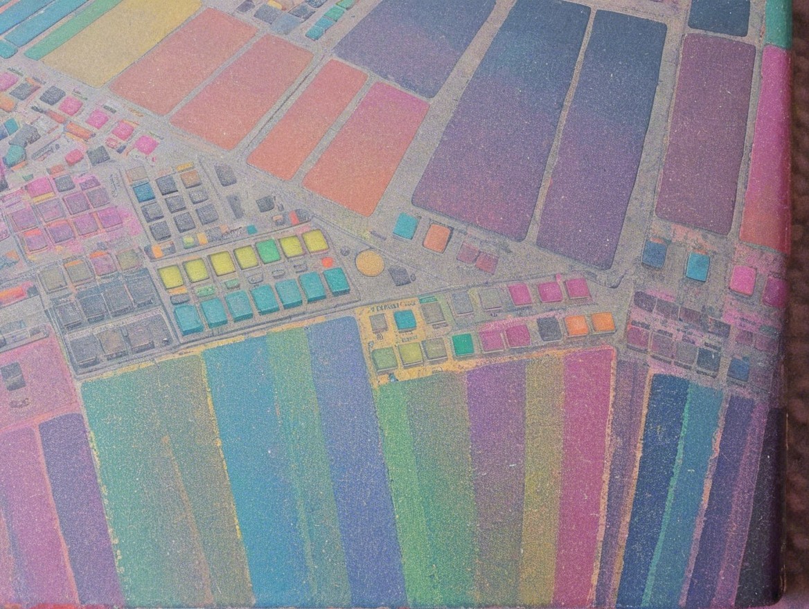 Aerial View of Colorful Agricultural Fields and Patterns