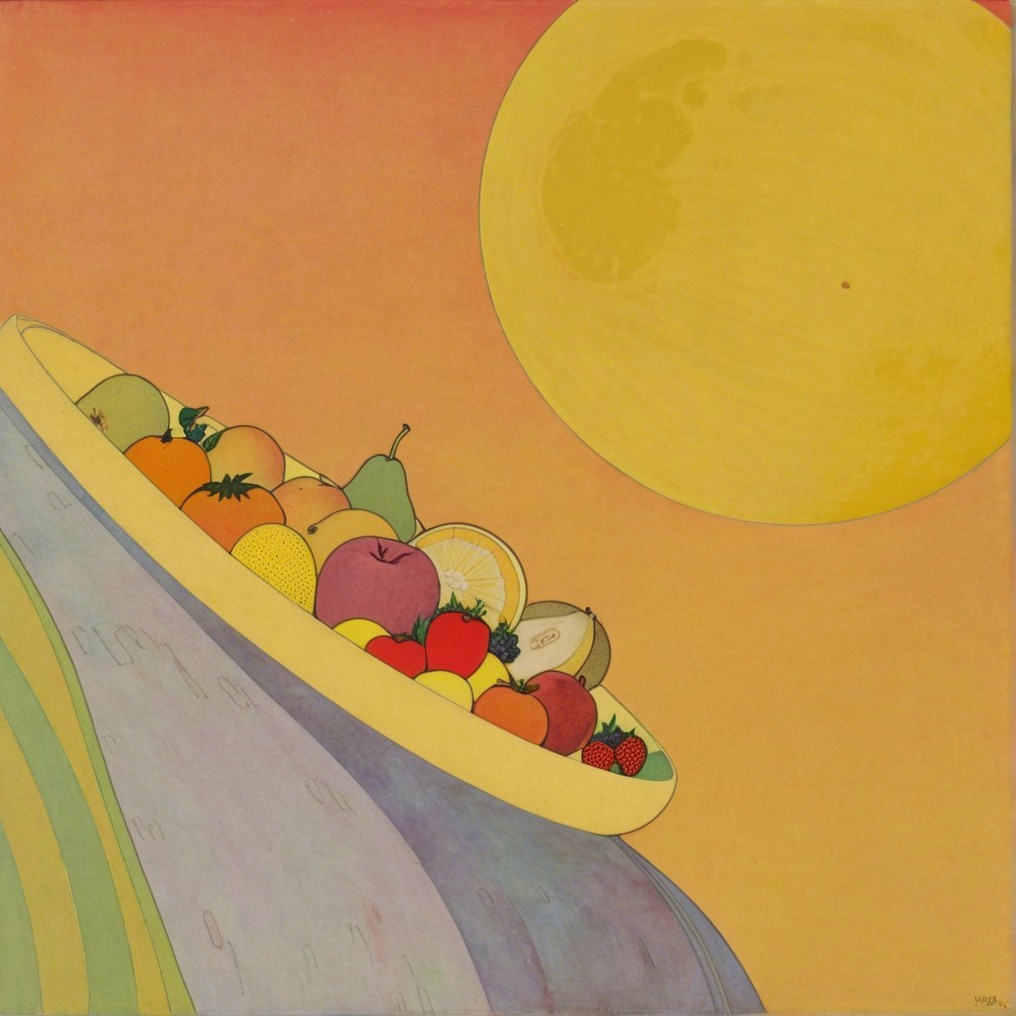 Vibrant Bowl of Fruits with Sunny Background Illustration