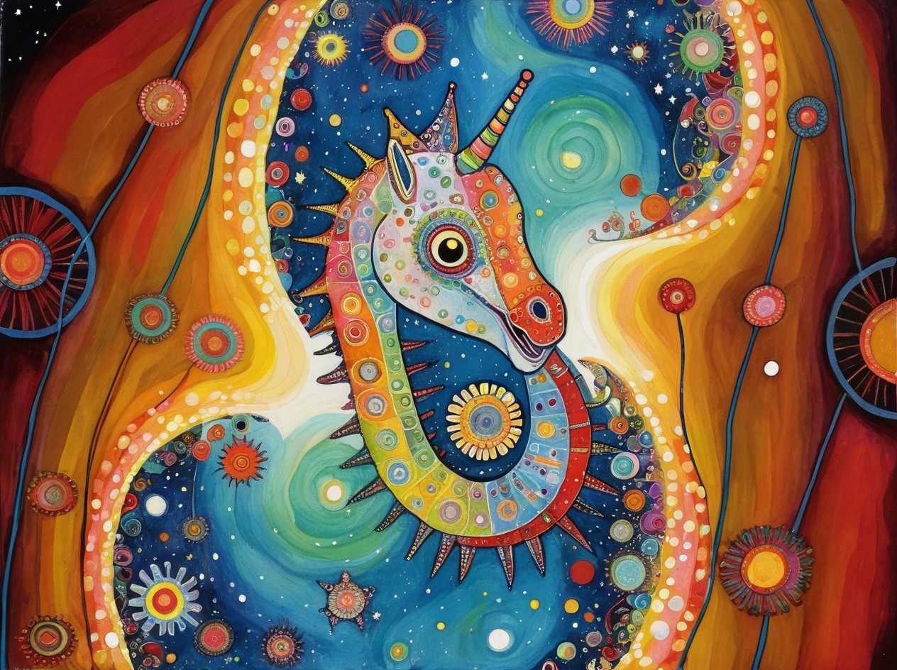 Colorful Abstract Painting of a Rainbow Unicorn