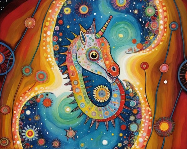 Colorful Abstract Painting of a Rainbow Unicorn
