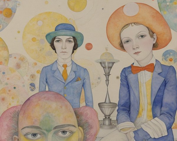 Vibrant Artwork of Three Distinct Characters in Attire