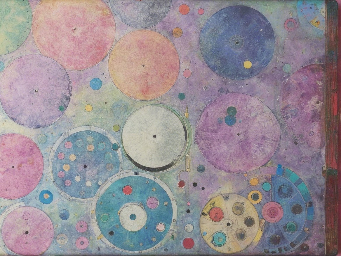 Abstract Circular Shapes in Vibrant Colors and Dots