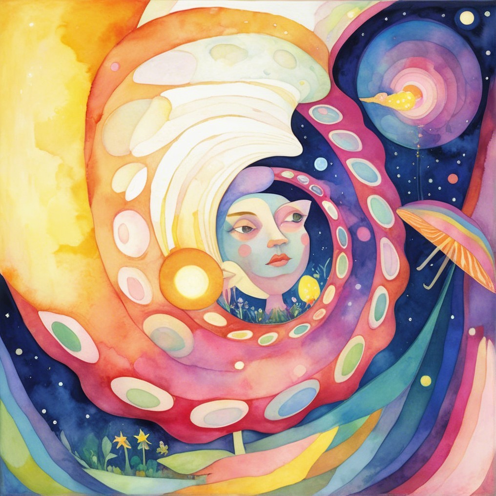 Vibrant Dreamlike Landscape with Celestial Elements