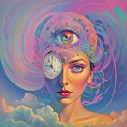 Colorful Portrait of a Woman with Surreal Elements
