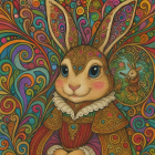 Whimsical Illustration of Colorful Rabbit in Suit