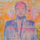 Whimsical Illustration of Young Woman with Pastel Hair