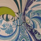 Stylized Eagle Against Vibrant Blue and Green Background