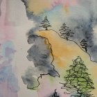 Black Panther on Colorful Stones in Desert Landscape