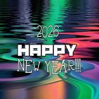 Vibrant Digital Landscape with New Year Text Elements