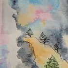 Whimsical Scene of a Towering Silver Robot in Flight