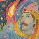 Celestial Woman in Colorful Cosmic Universe Scene