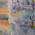 Giraffe in a Colorful Landscape with Celestial Elements