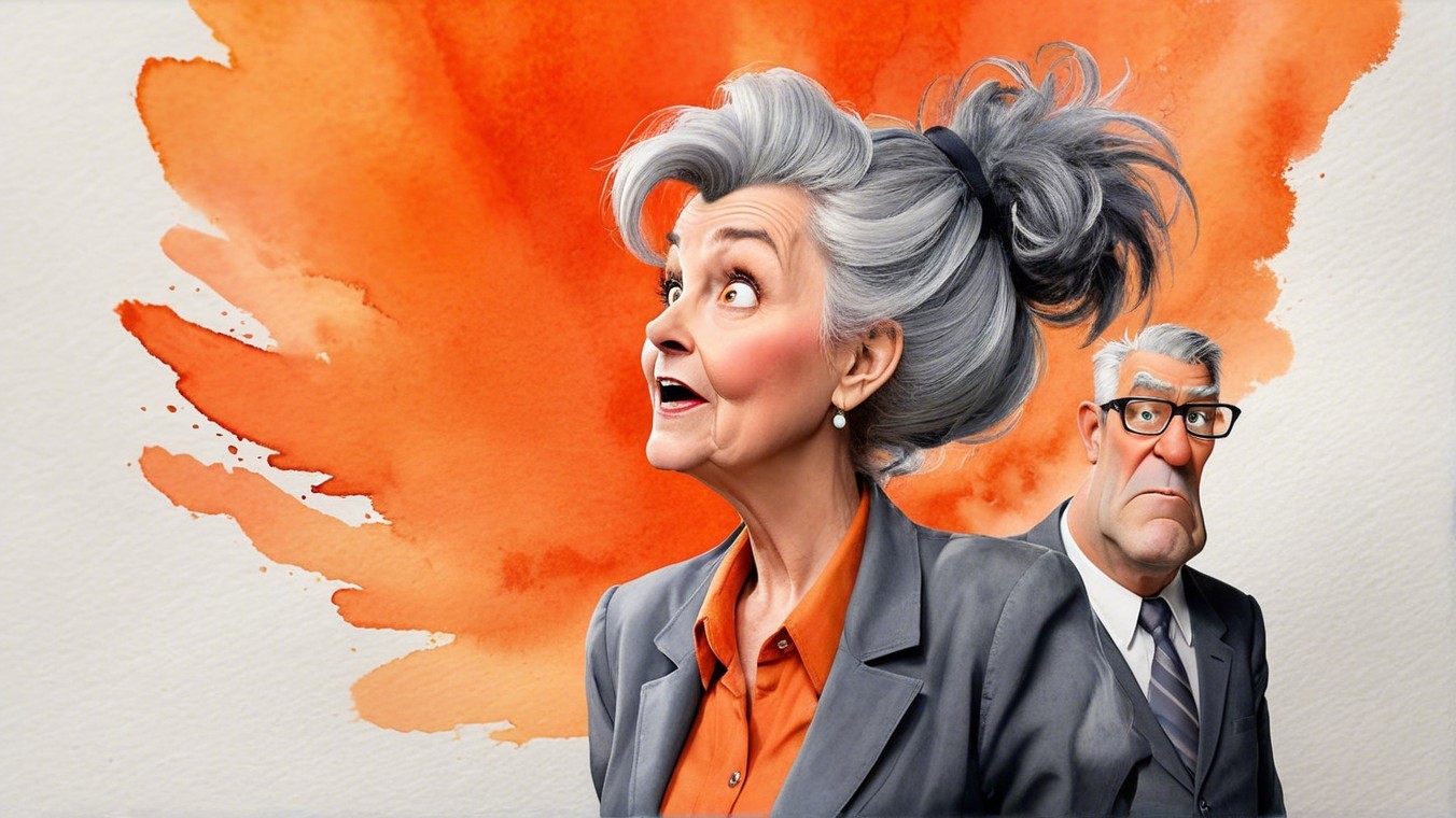 Animated Characters: Elderly Woman and Man Contrast