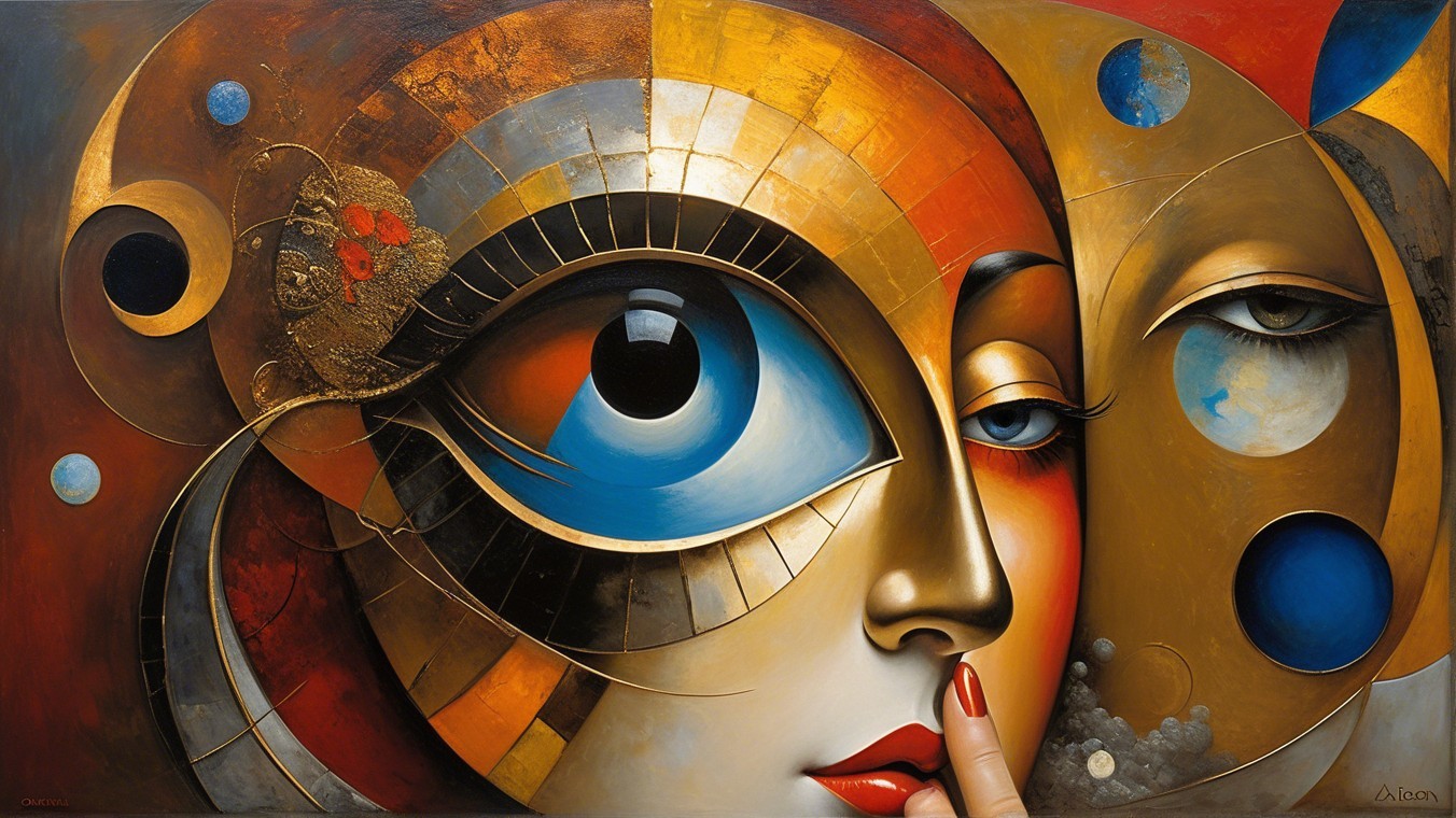 Stylized Portrait of a Woman with Expressive Eyes