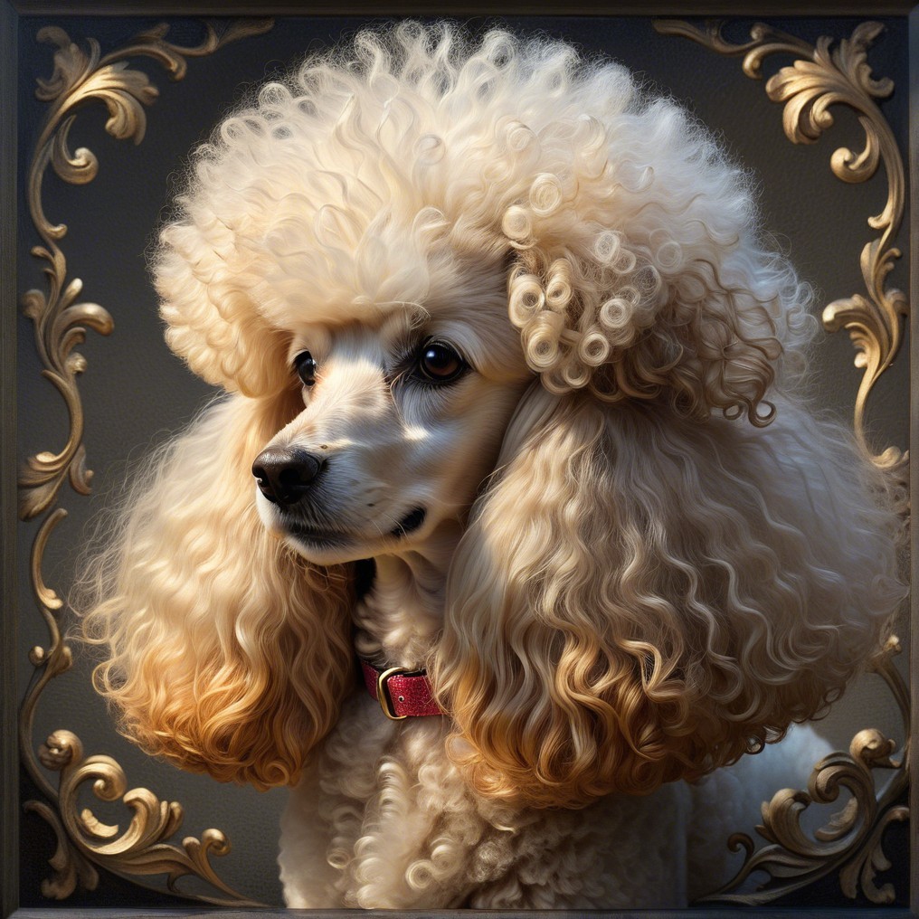 Elegant Cream Poodle Against Dark Background