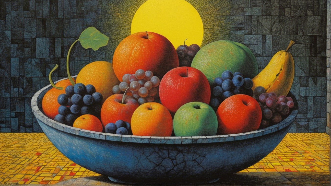 Vibrant Still Life with Colorful Fruits and Sunlight