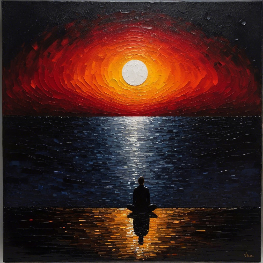 Meditation by the Water at Sunset with Vibrant Colors
