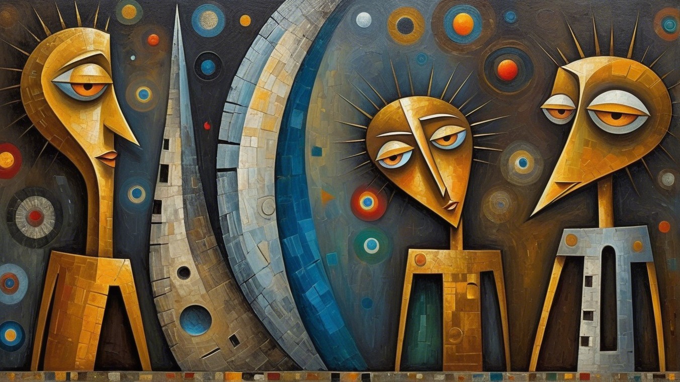 Abstract Figures in Vibrant Colors with Geometric Patterns